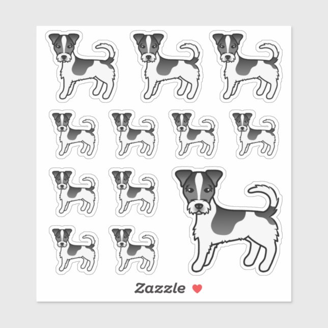 Black & White Rough Coat Jack Russell Terrier Dogs Sticker (Sheet)