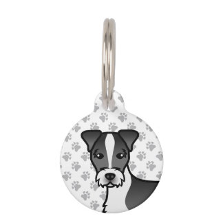 Black &amp; White Rough Coat Jack Russell Terrier Pet ID Tag