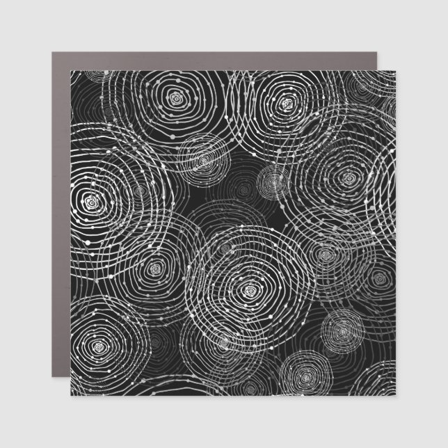 Black White: Round Shapes Seamless. Car Magnet (Front)