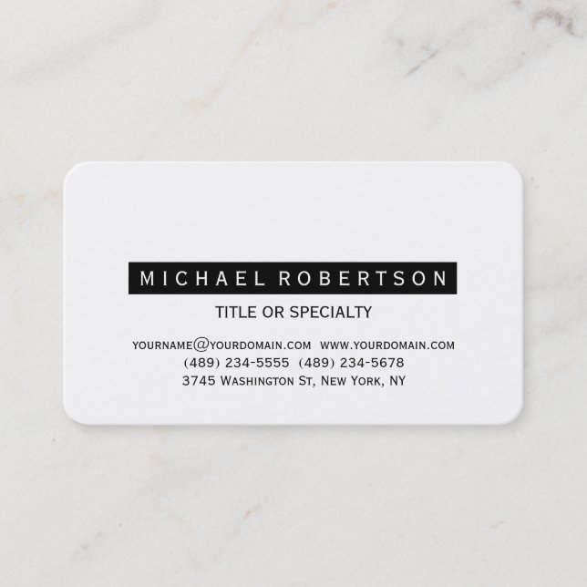 Black White Rounded Corner Charming Business Card (Front)