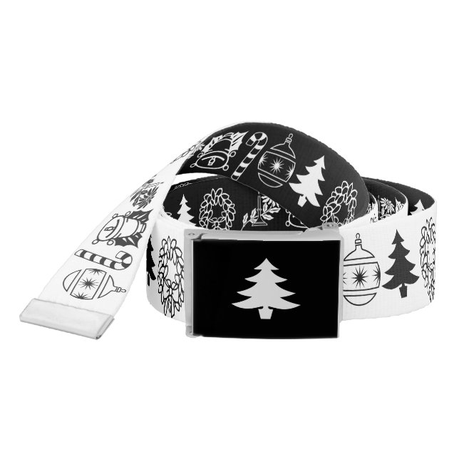 Black/White Rows Christmas Iconic Pattern Belt (Snake)