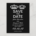 Black White Royal Couple Save The Date Announcement Postcard at Zazzle