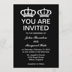 Black White Royal Couple Wedding Invitation