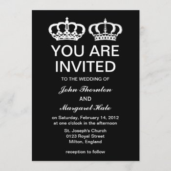 Black White Royal Couple Wedding Invitation by RenImasa at Zazzle