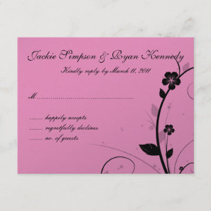 Black & White RSVP Card Floral Wall Pink Silver