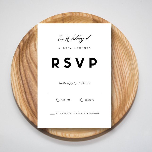 Black & White RSVP Card |Modern Minimalist Wedding (Contemporary Black & White Simple Wedding RSVP Card)