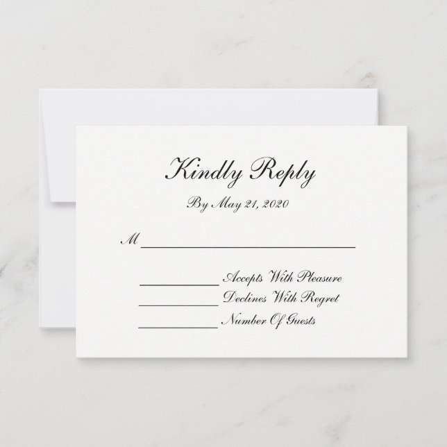 Black & White RSVP Cards | Gold Swirls Pattern (Front)
