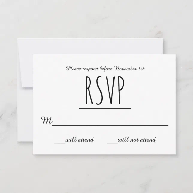 Black/White RSVP - RSVP Card | Zazzle