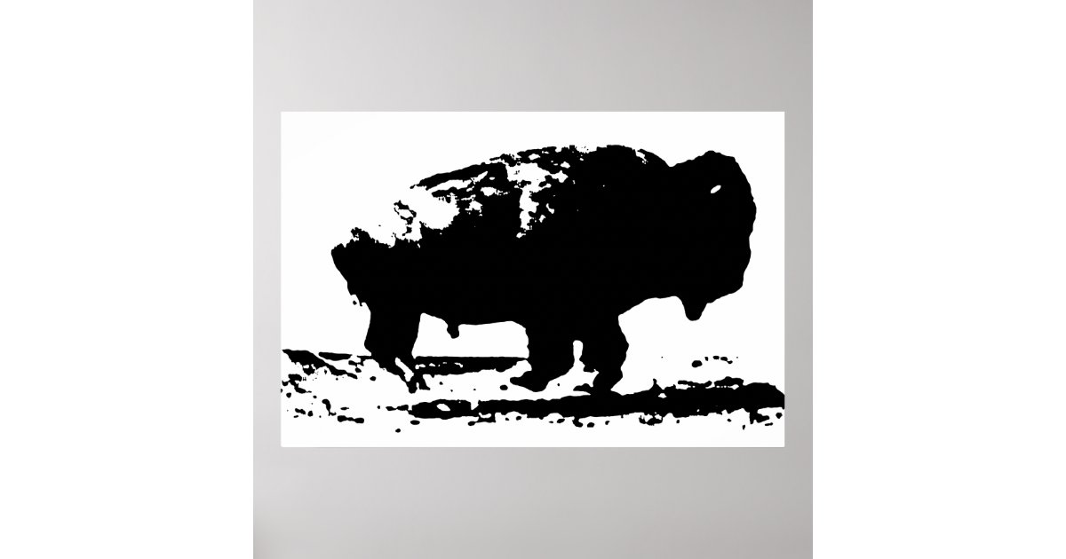 Black White Running Buffalo Silhouette Pop Art Poster Zazzle Com Buffalo silhouette handmade in texas. black white running buffalo silhouette pop art poster zazzle com