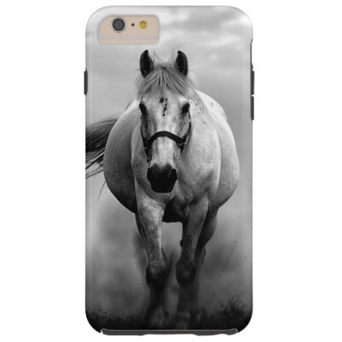 Black White Running Horse Freedom Tough iPhone 6 Plus Case