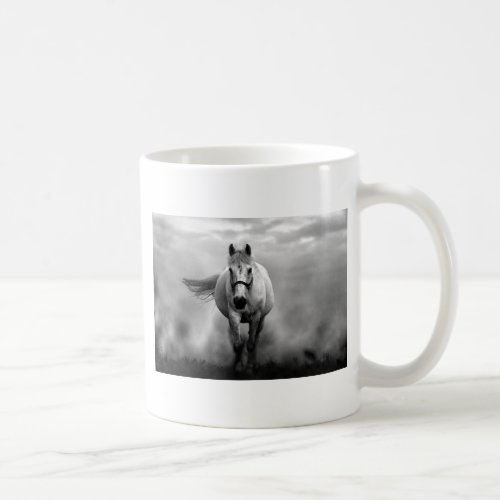 Black White Running Horse Freedom Coffee Mug