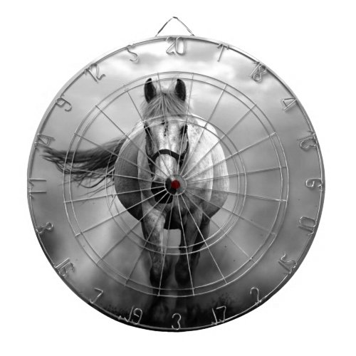 Black White Running Horse Freedom Dart Board