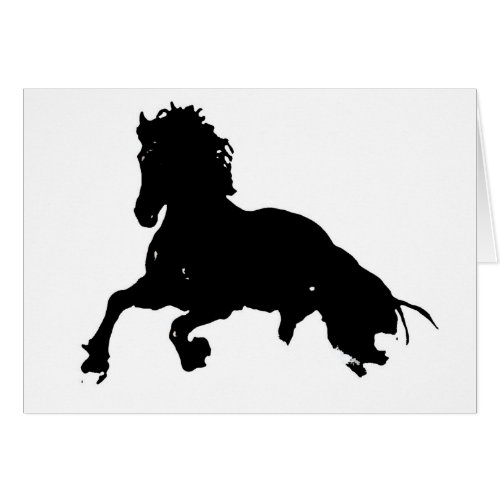 Black White Running Horse Silhouette