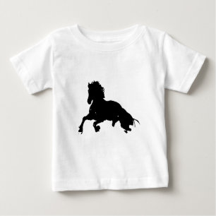 Black White Running Horse Silhouette Baby T-Shirt
