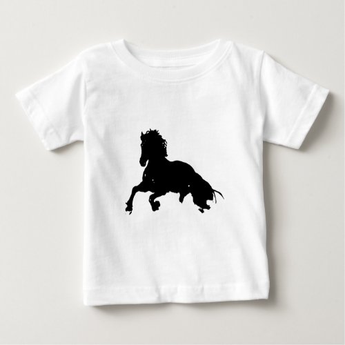 Black White Running Horse Silhouette Baby T_Shirt