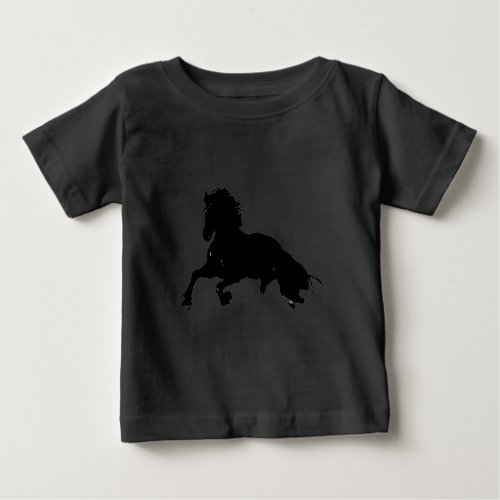 Black White Running Horse Silhouette Baby T_Shirt