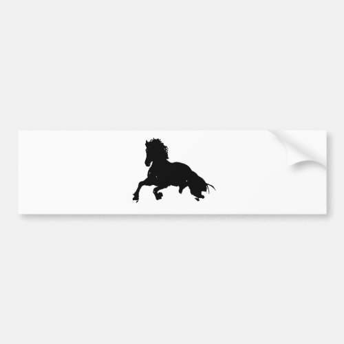 Black White Running Horse Silhouette Bumper Sticker