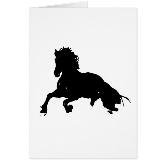 Black White Running Horse Silhouette Cards (Front)
