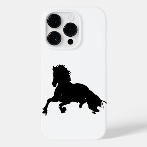 Black White Running Horse Silhouette Case_Mate iPhone 14 Pro Case