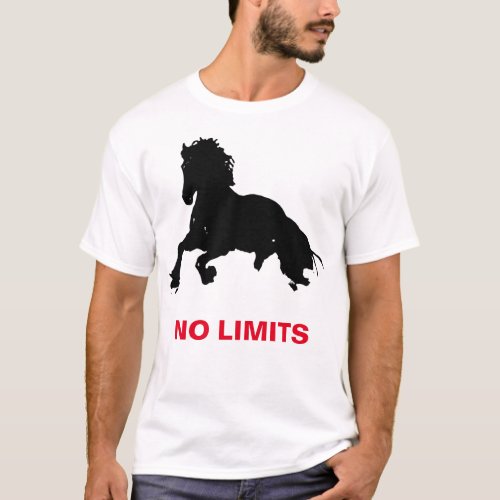 Black White Running Horse Silhouette No Limits T_Shirt