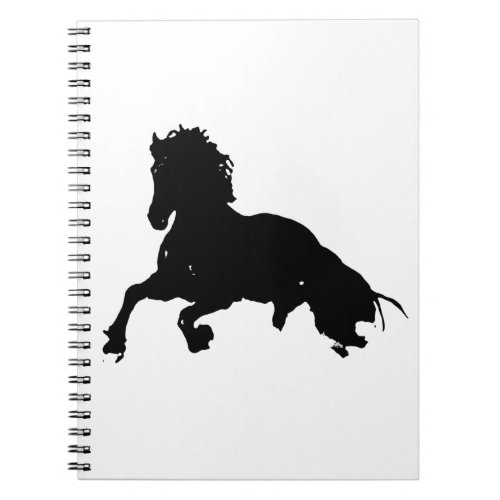 Black White Running Horse Silhouette Notebook