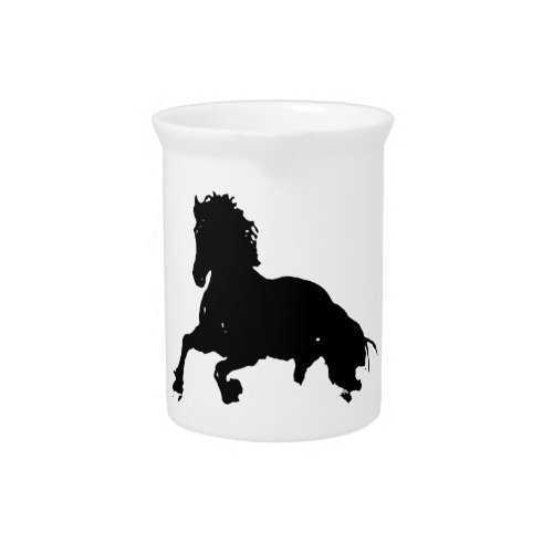 Black White Running Horse Silhouette Pitcher