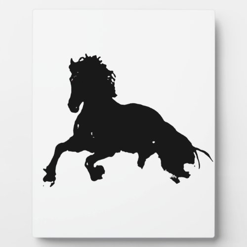 Black White Running Horse Silhouette Plaque