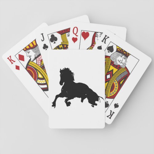 Black White Running Horse Silhouette Playing Cards