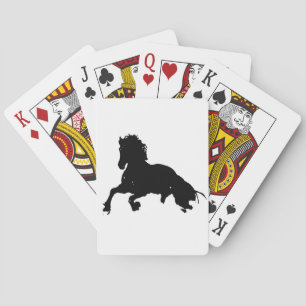 Black White Running Horse Silhouette Poker Cards