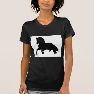 Black White Running Horse Silhouette T-Shirt