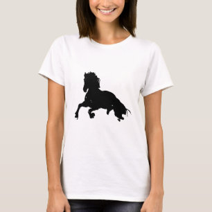 Black White Running Horse Silhouette T-Shirt