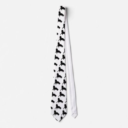 Black White Running Horse Silhouette Tie