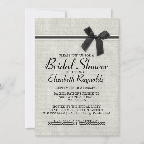 Black White Rustic Burlap Bridal Shower Invitation