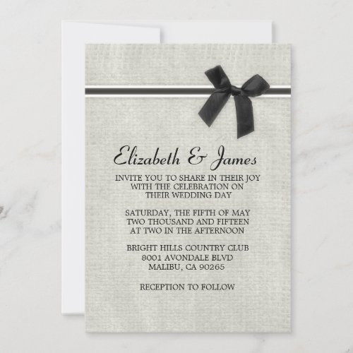 Black &amp; White Rustic Burlap Wedding Invitations