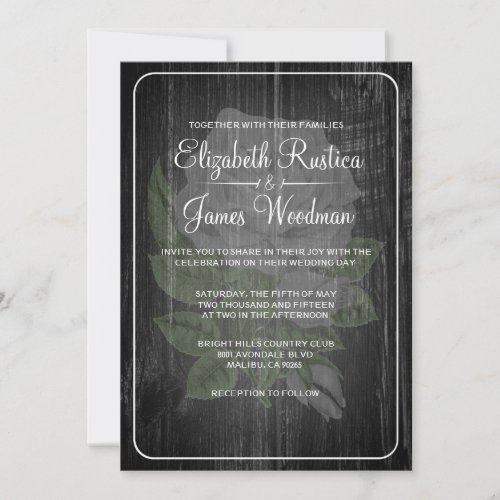 Black &amp; White Rustic Floral Wedding Invitations