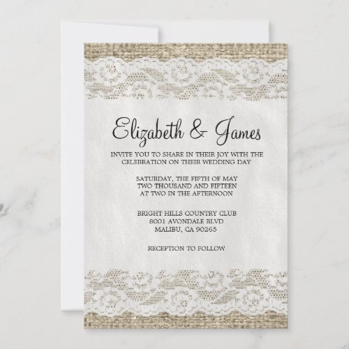 Black &amp; White Rustic Lace Wedding Invitations