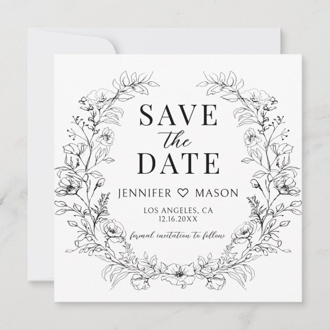 Black White Rustic Save the Date Photo Invitation (Front)