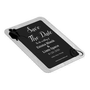 Black White Rustic Silhouette Wedding Magnet