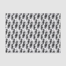 Black White Rustic Starfish and Seahorse Tissue