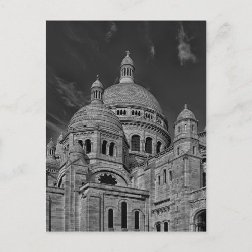 Black White Sacre Coeur Paris Europe Travel Postcard