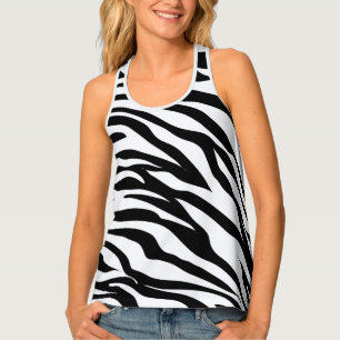 Black & White Safari Zebra Animal Print Women's Tank Top