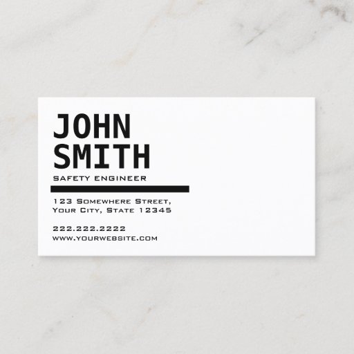 Customizable Black &amp; White Safety Engineer Business Card