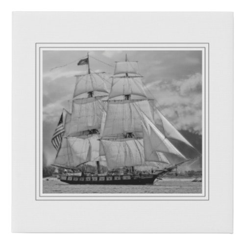 Black White Sailing Ship Schooner Photo Faux Canvas Print
