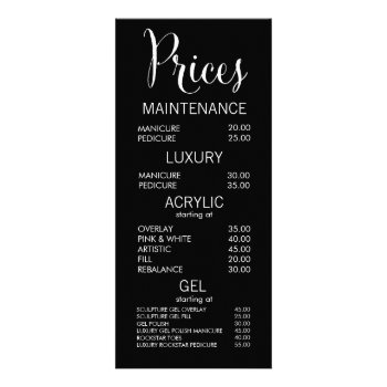 Black & White Salon Menu Price List Cards by Pip_Gerard at Zazzle