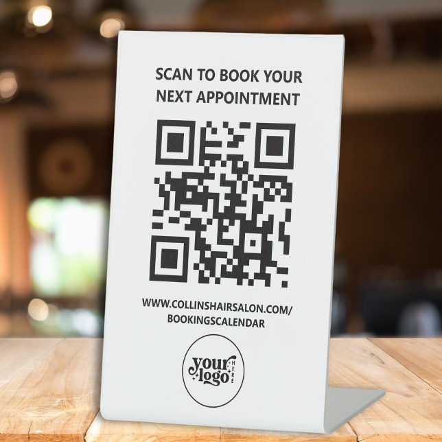 Black White Salon QR Code Appointment Booking Pedestal Sign (Black White Salon QR Code Appointment Booking Pedestal Sign)