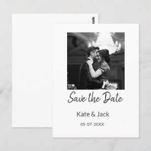 BLACK WHITE save the date add QR name date orange  Postcard