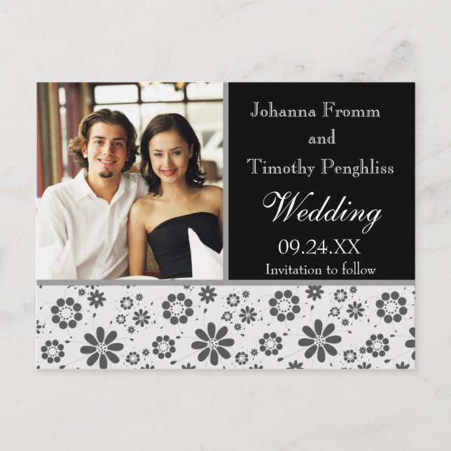 Black White Save The Date Photo Template (Front)