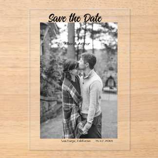 black white save the date QR add website name phot