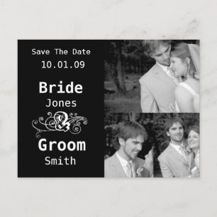 Black & White - Save the Date with... - Customized Announcement Postcard