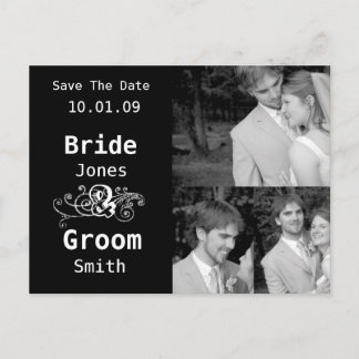 Black & White - Save the Date with... - Customized Announcement Postcard